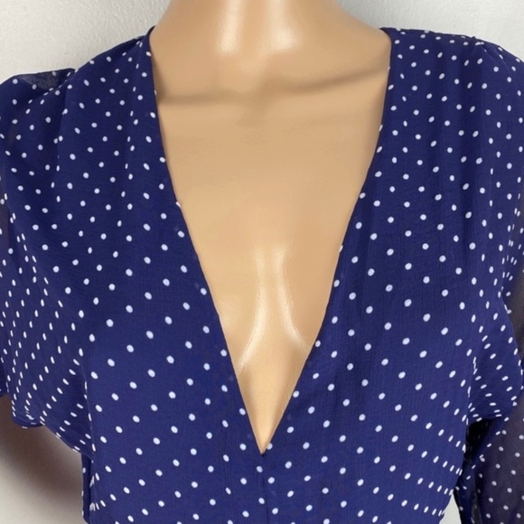 NEW PHILOSOPHY DI LORENZO SERAFINI LONG SLEEVE POLKA DOT MIDI DRESS - Picture 3 of 9